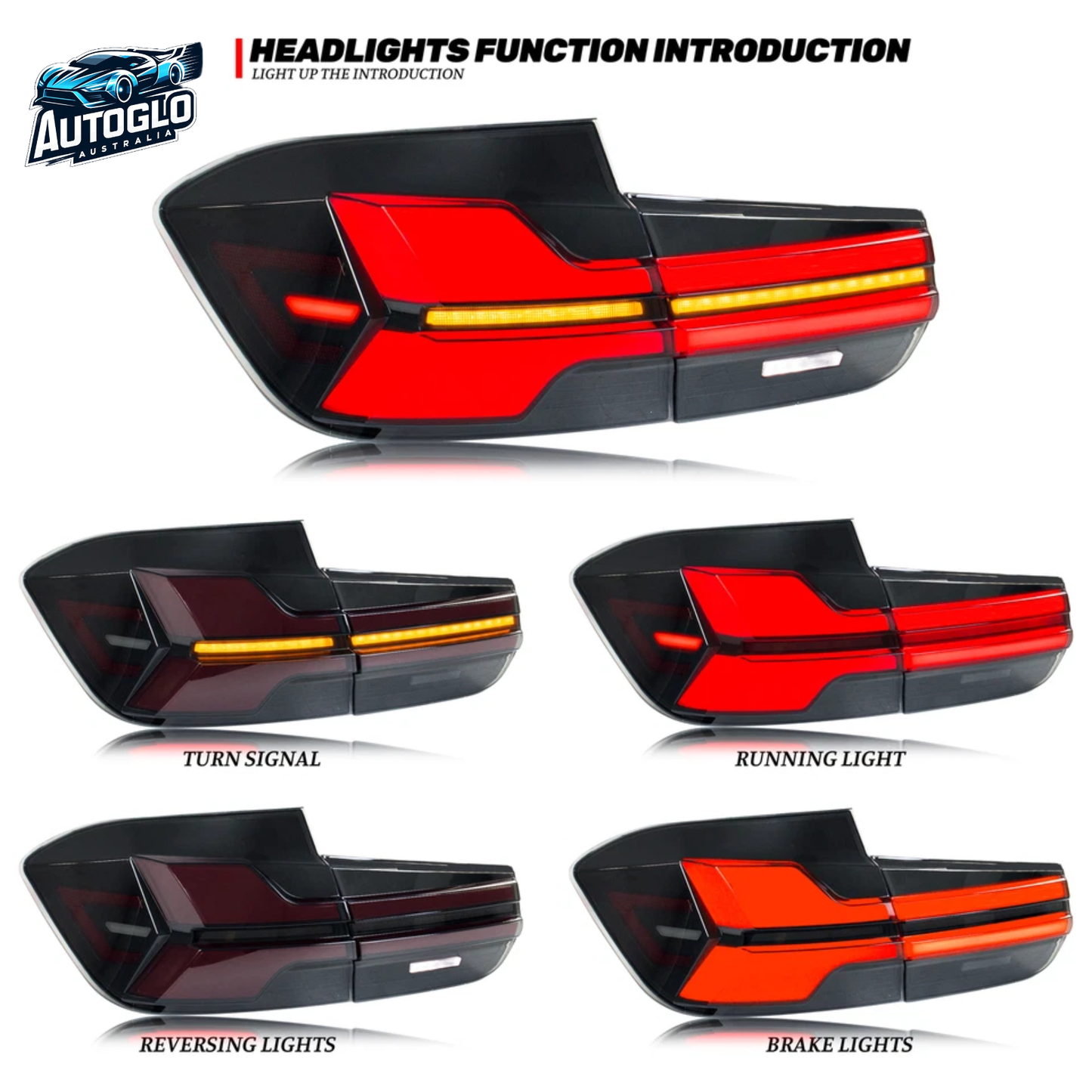Autoglo Australia BMW 3 Series F30 F80 M3 2013–2018 LED Tail Lights Sequential Rear Lamps