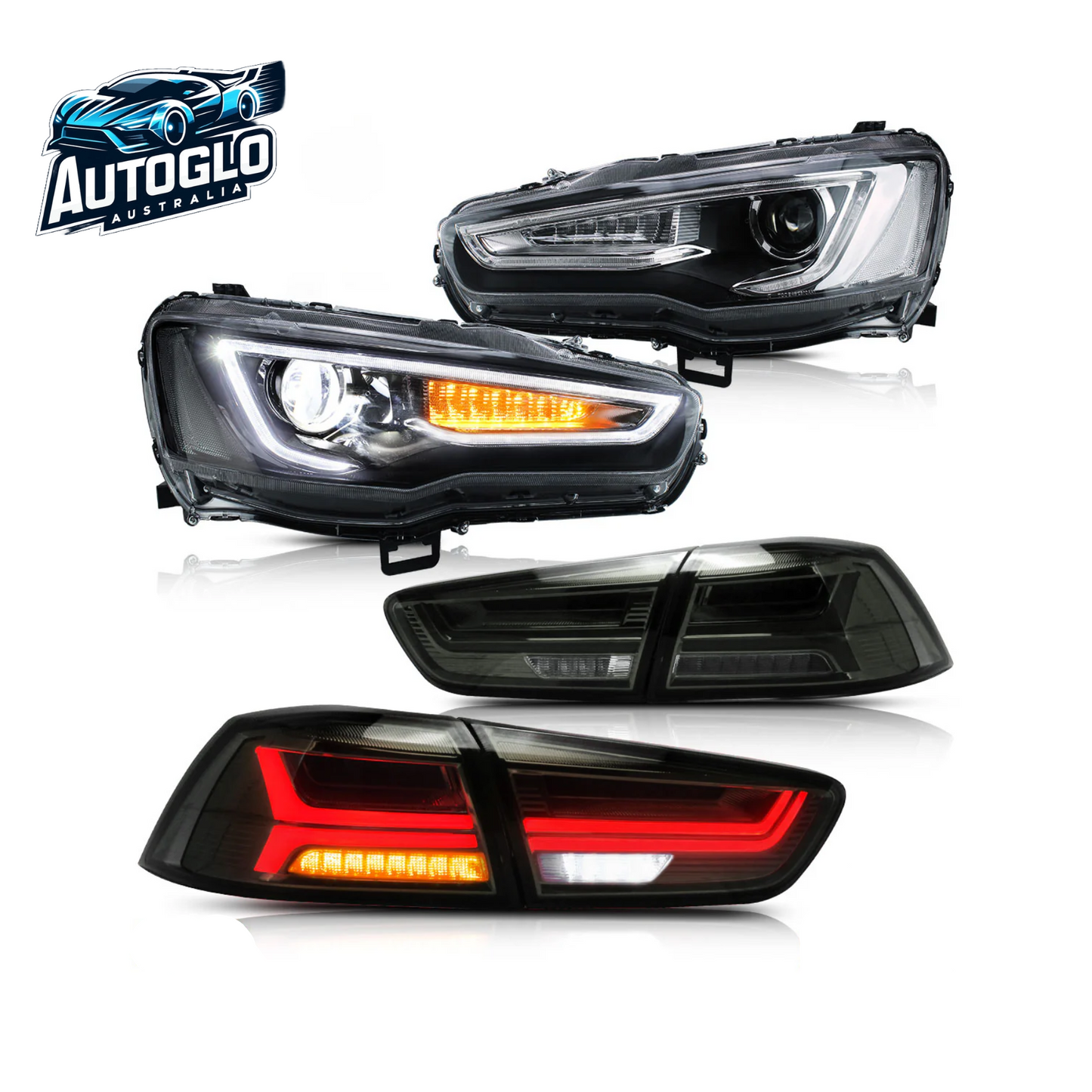 VLAND Dual Beam Projector Headlights and Taillights for Mitsubishi Lancer  2008-2018