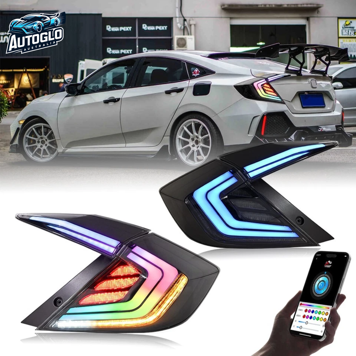Autoglo Australia Honda Civic 10th Gen RGB Tail Lights 2016–2021