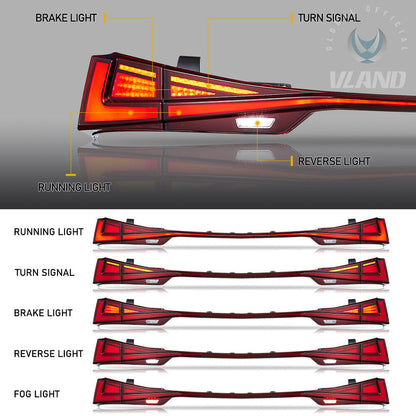 VLAND Red LED Tail Lights 2014-19 Lexus IS250 300h 350F Start Animation w/ sequential Indicators