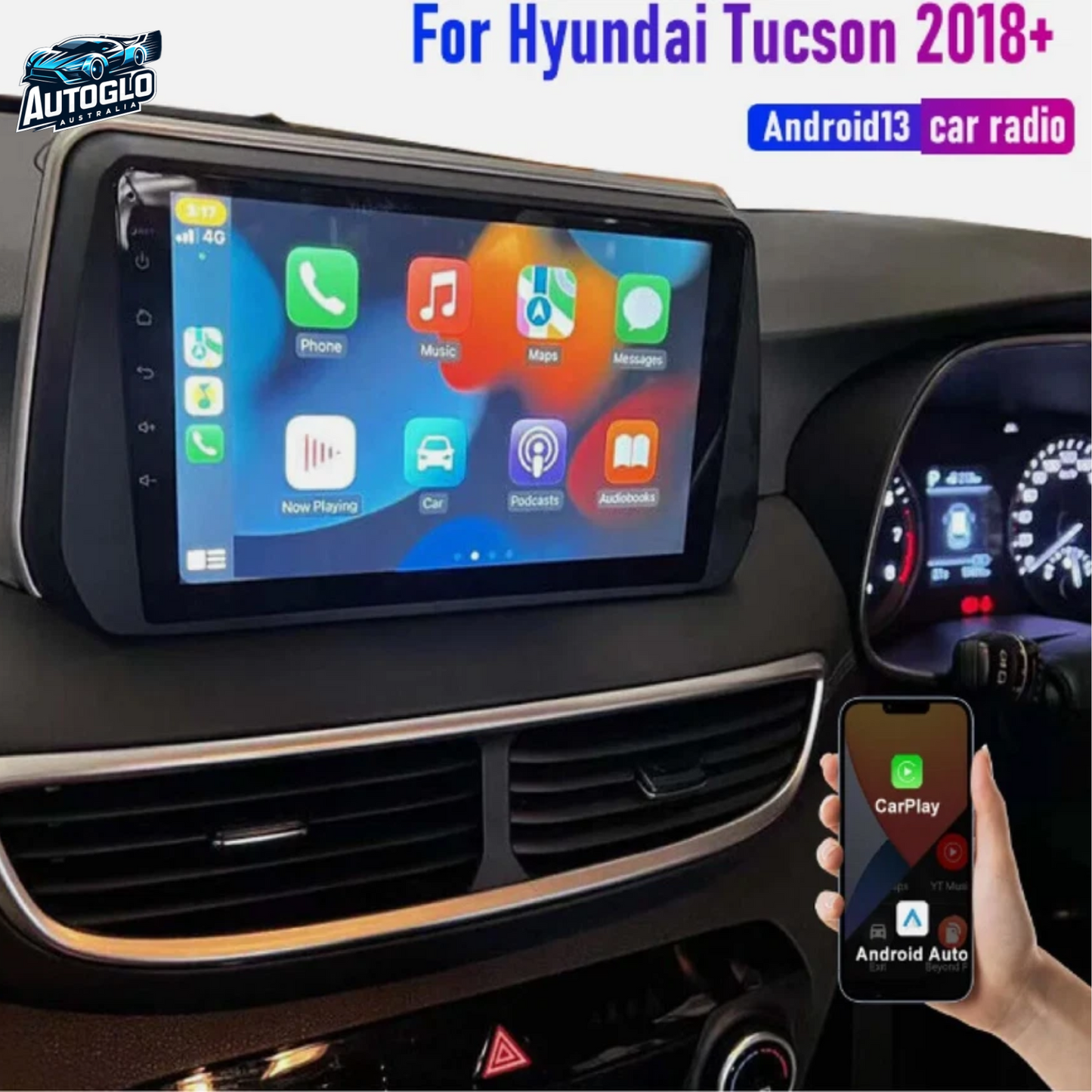 Autoglo Australia 9" (2G+32G) GPS BT WiFi CARPLAY ANDROID Stereo for HYUNDAI TUCSON (2018-20)