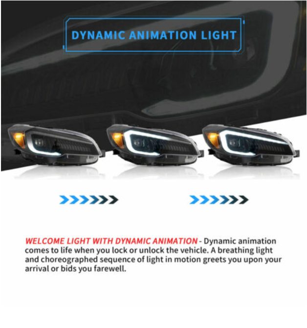 LED Headlights For 2015-2021 Subaru WRX /WRX STI Dynamic Animation Front Lamp