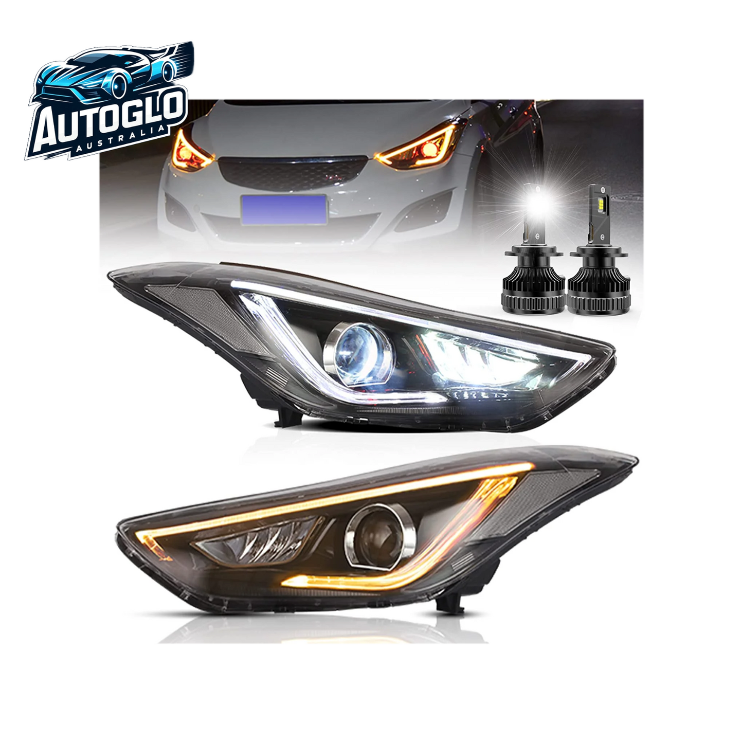 VLAND LED Projector Headlights  Fit for 2012-2015 Hyundai Elantra【Avante MD】