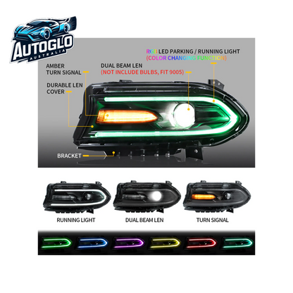 VLAND RGB Projector Headlights for Dodge Charger 2015-UP