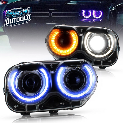 VLAND Dual Beam/RGB LED Headlights For Dodge Challenger 2015-2019
