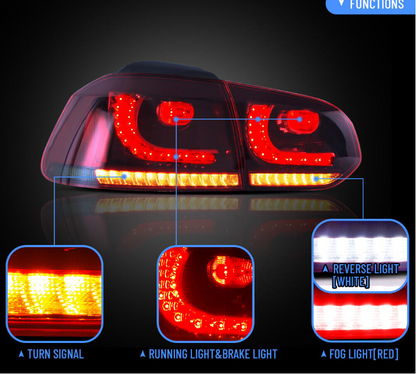 VLAND RED SMOKE LED Tail Lights for 2008-2014 VW GOLF 6 MK6 GTI 2012-2013 Golf R