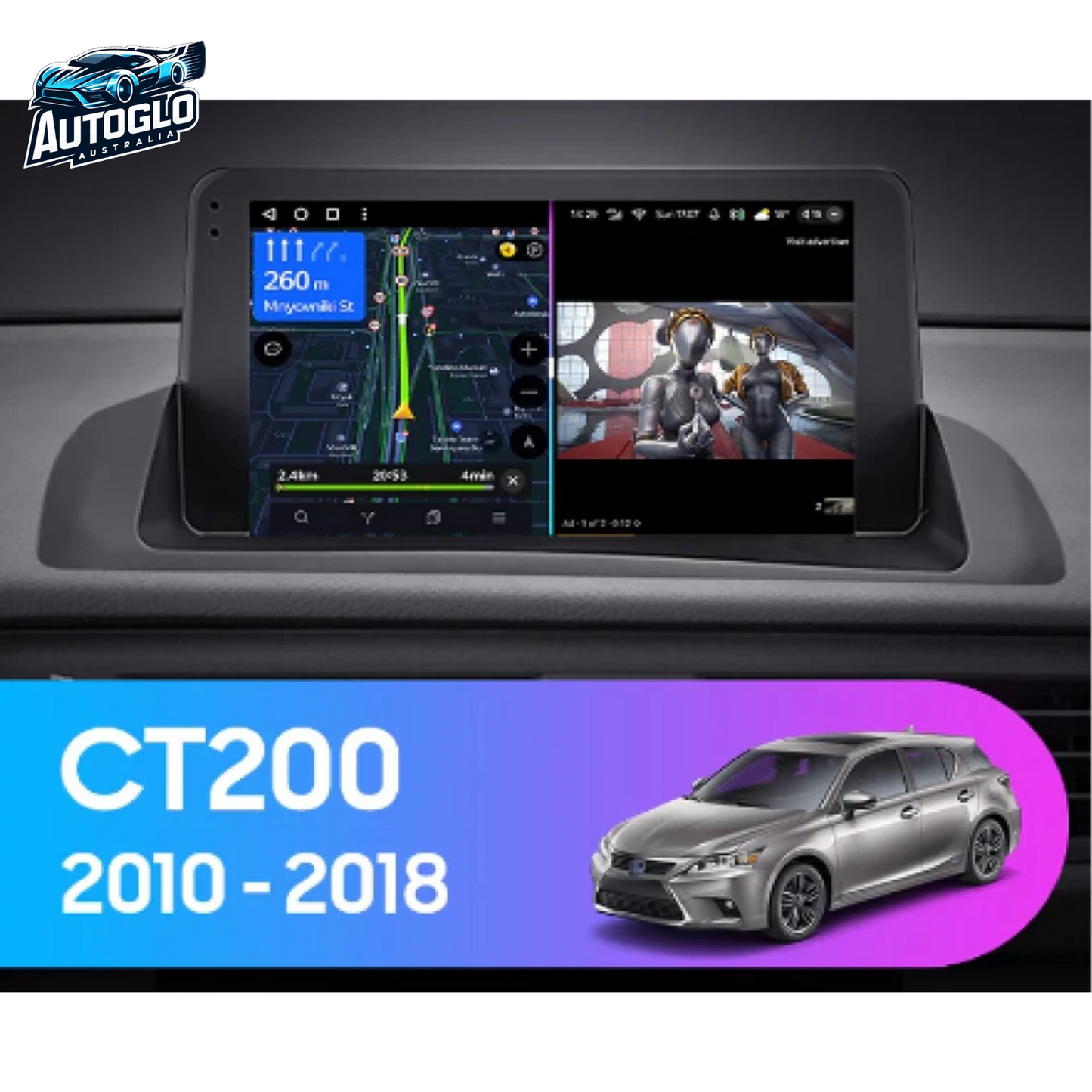 Autoglo Australia 9" Android 13 Carplay GPS BT Stereo for Lexus CT200H LOW (2011-19)