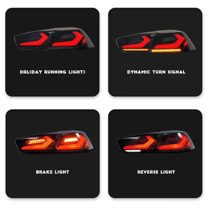 LED Smoked Tail Lights for Mitsubishi Lancer 08-17 EVO X Start Up Animation Rear Lights V2