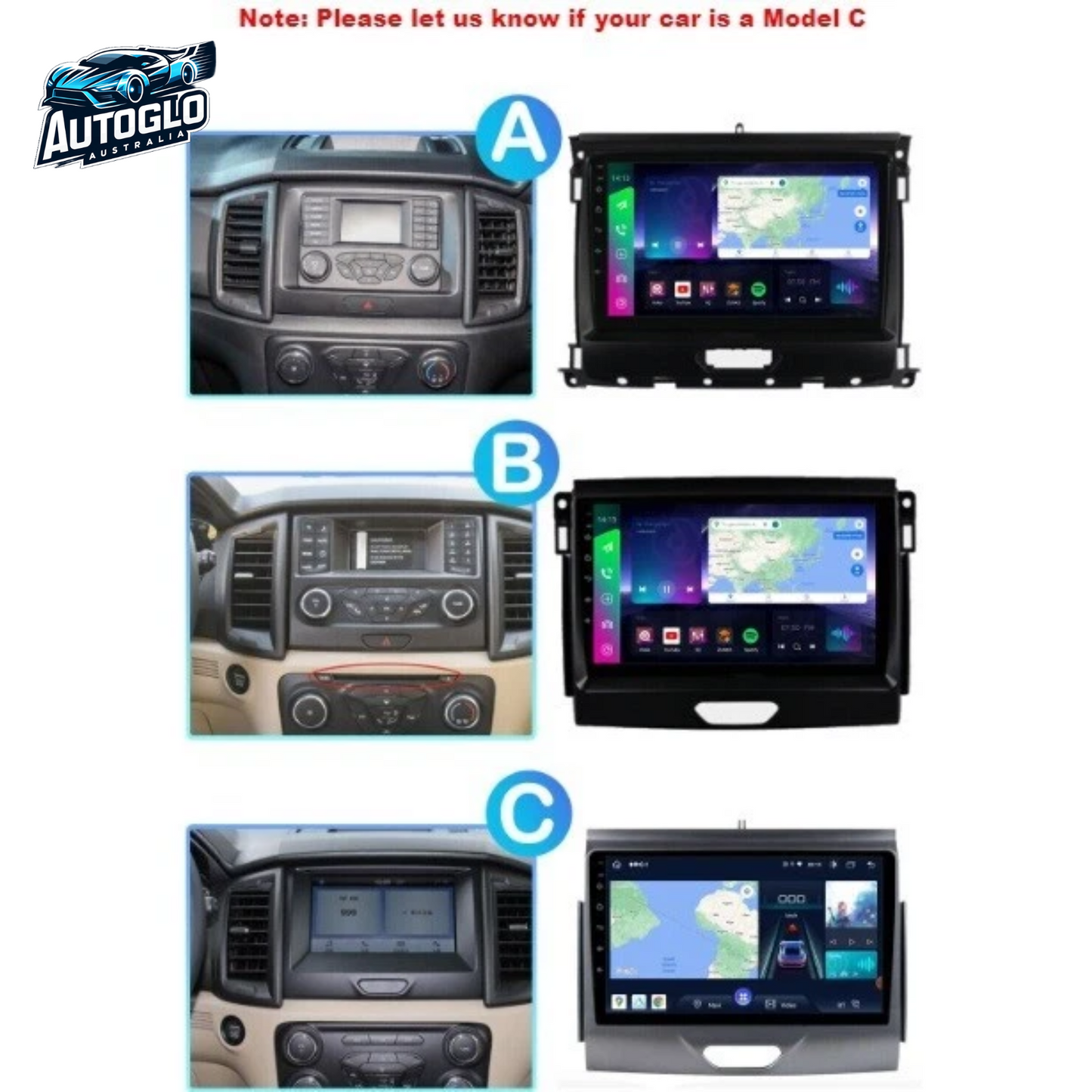 Autoglo Australia 9" (2G+32G) GPS BT WiFi CARPLAY ANDROID Stereo For FORD RANGER C (2015-18)