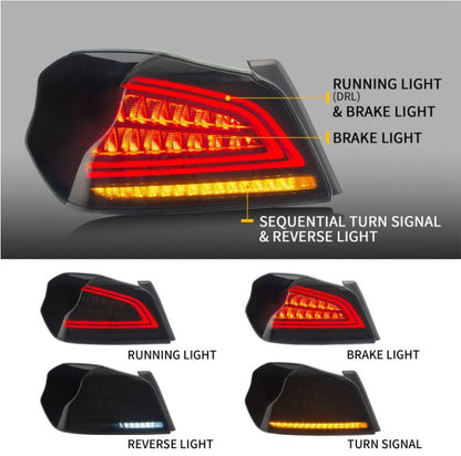 VLAND Smoked Lens LED Tail Lights For 2014-2021 Subaru WRX & Subaru WRX STI With sequential Signals