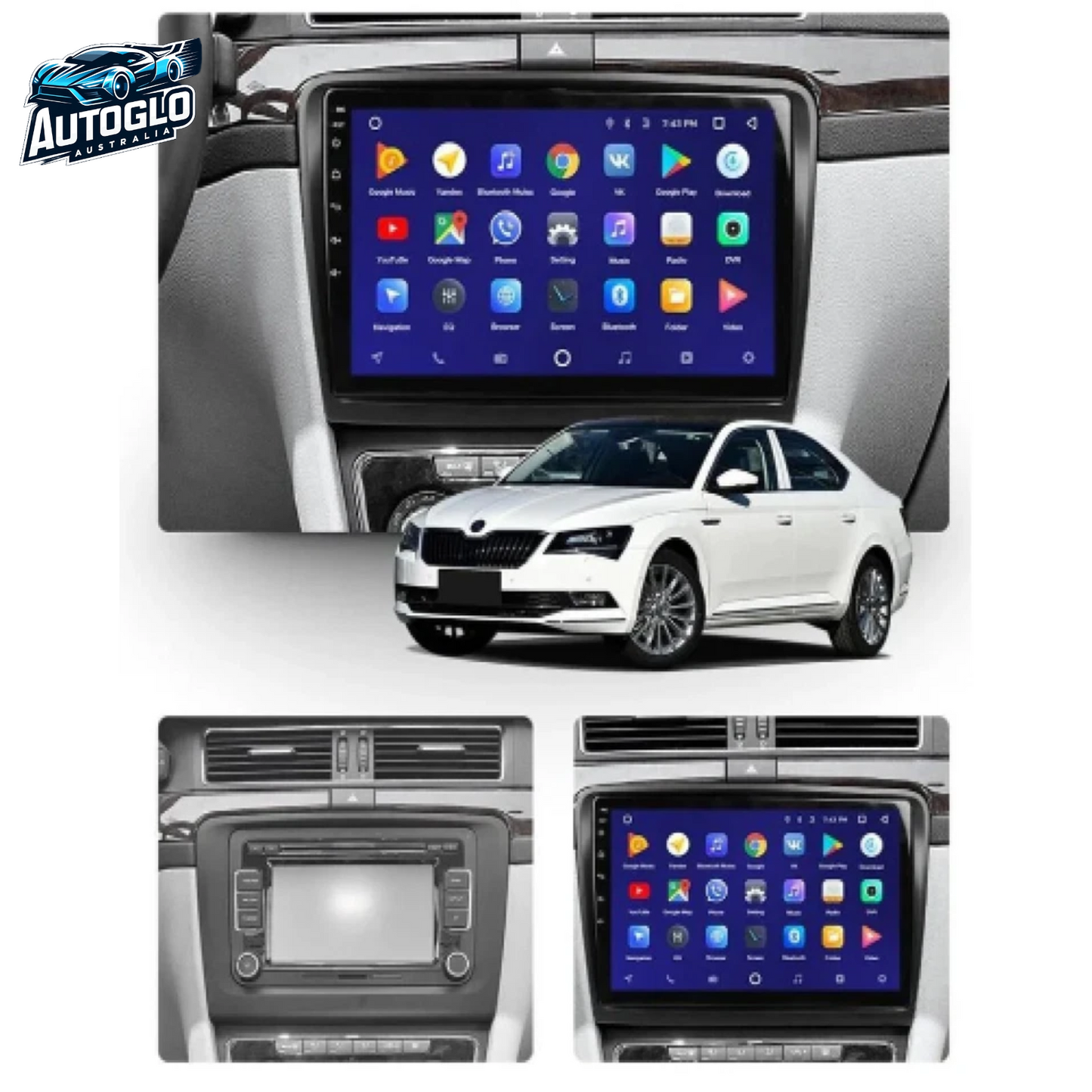 Autoglo Australia 10" Android Carplay BT GPS Stereo for Skoda Superb 2 (2GB+32G) 2008-15
