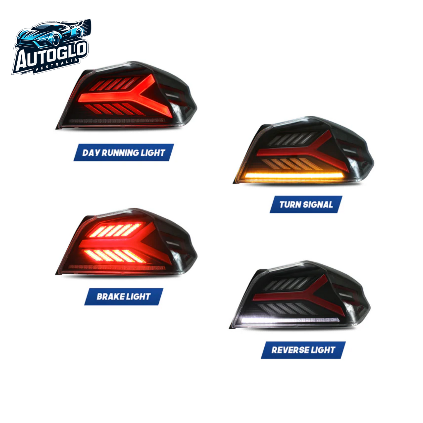 Autoglo Australia LED Tail Lights for Toyota Subaru WRX STI 2015-2021 DRL Start UP Animation Rear Back Lamps