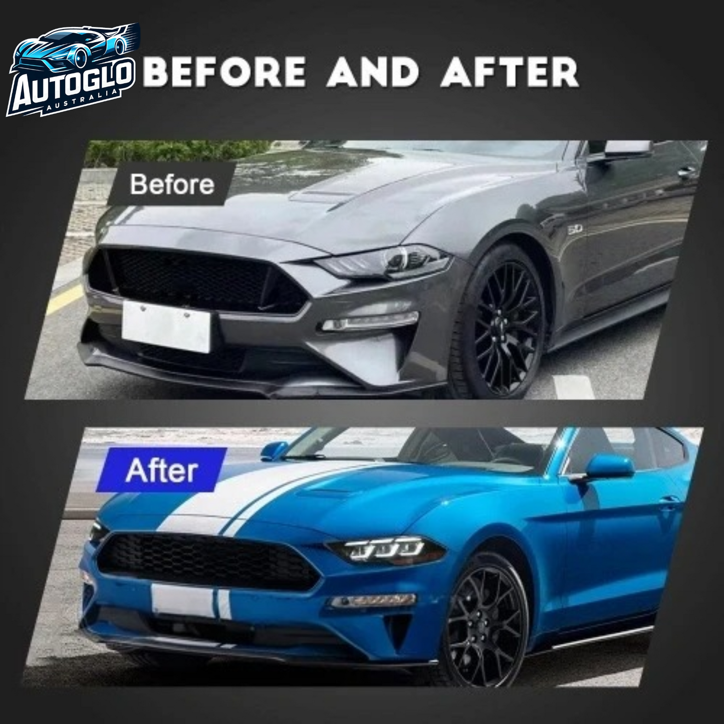 Autoglo Australia LED Headlights for 2018 - 2022 Ford Mustang with start-up Animation