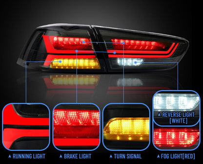 VLAND Smoked LED Tail lights For 2008-2017 Mitsubishi Lancer EVO Sedan Rear Lamp