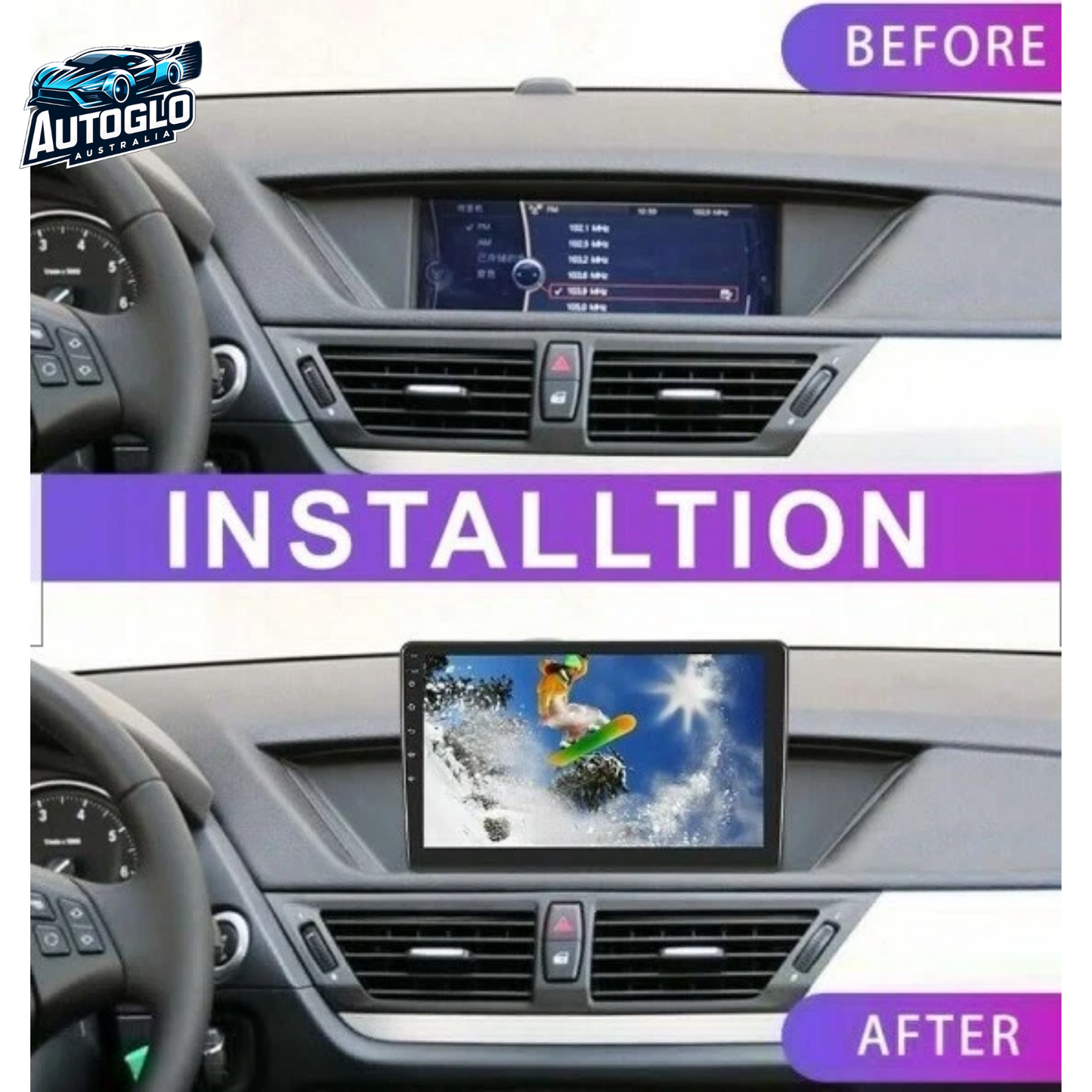 Autoglo Australia 9" (2G+32G) GPS BT WiFi CARPLAY ANDROID 13 Stereo For BMW X1 (2009-15)