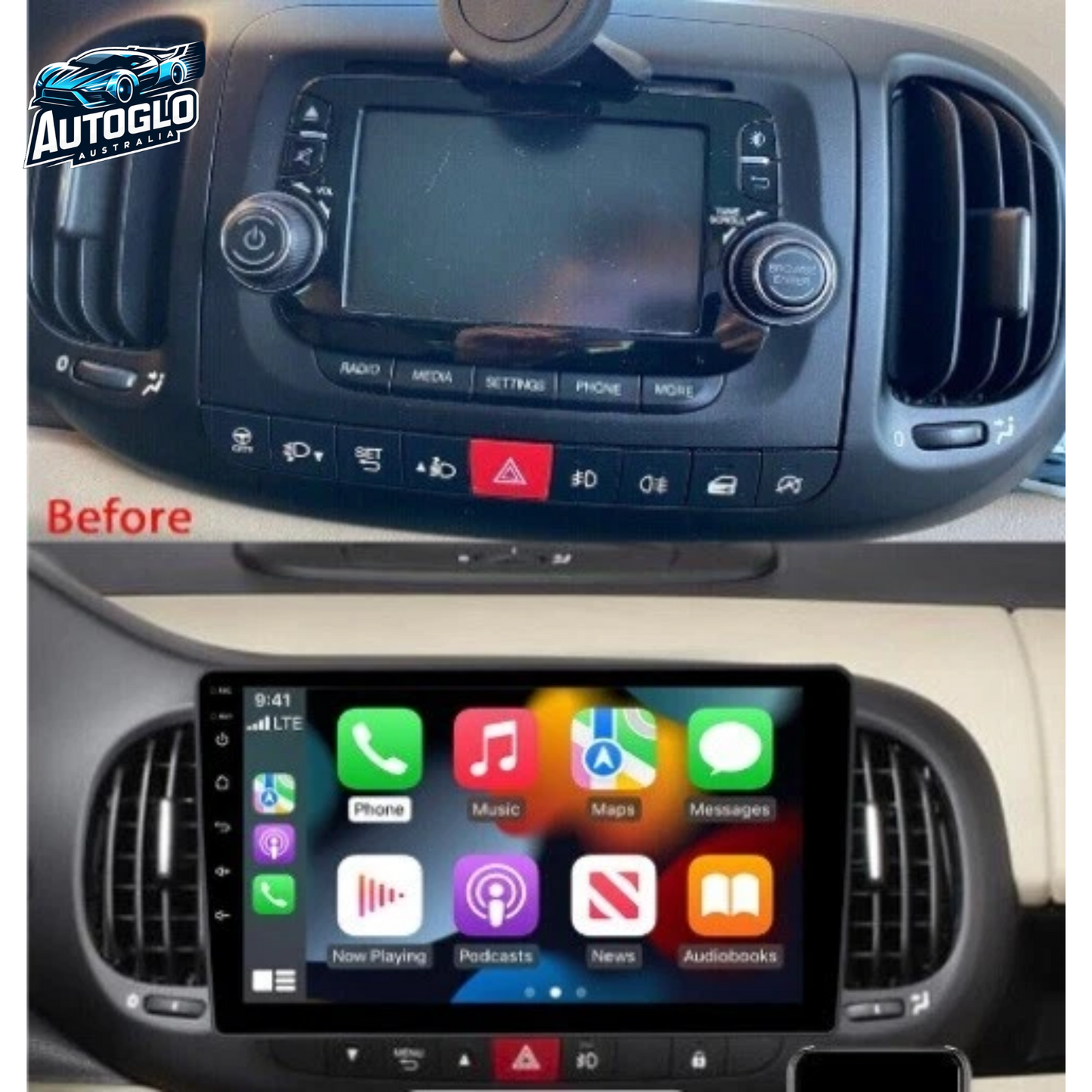 Autoglo Australia 10.1" Android Carplay GPS BT WiFi Stereo for FIAT 500 (2GB+32GB) 2010-15