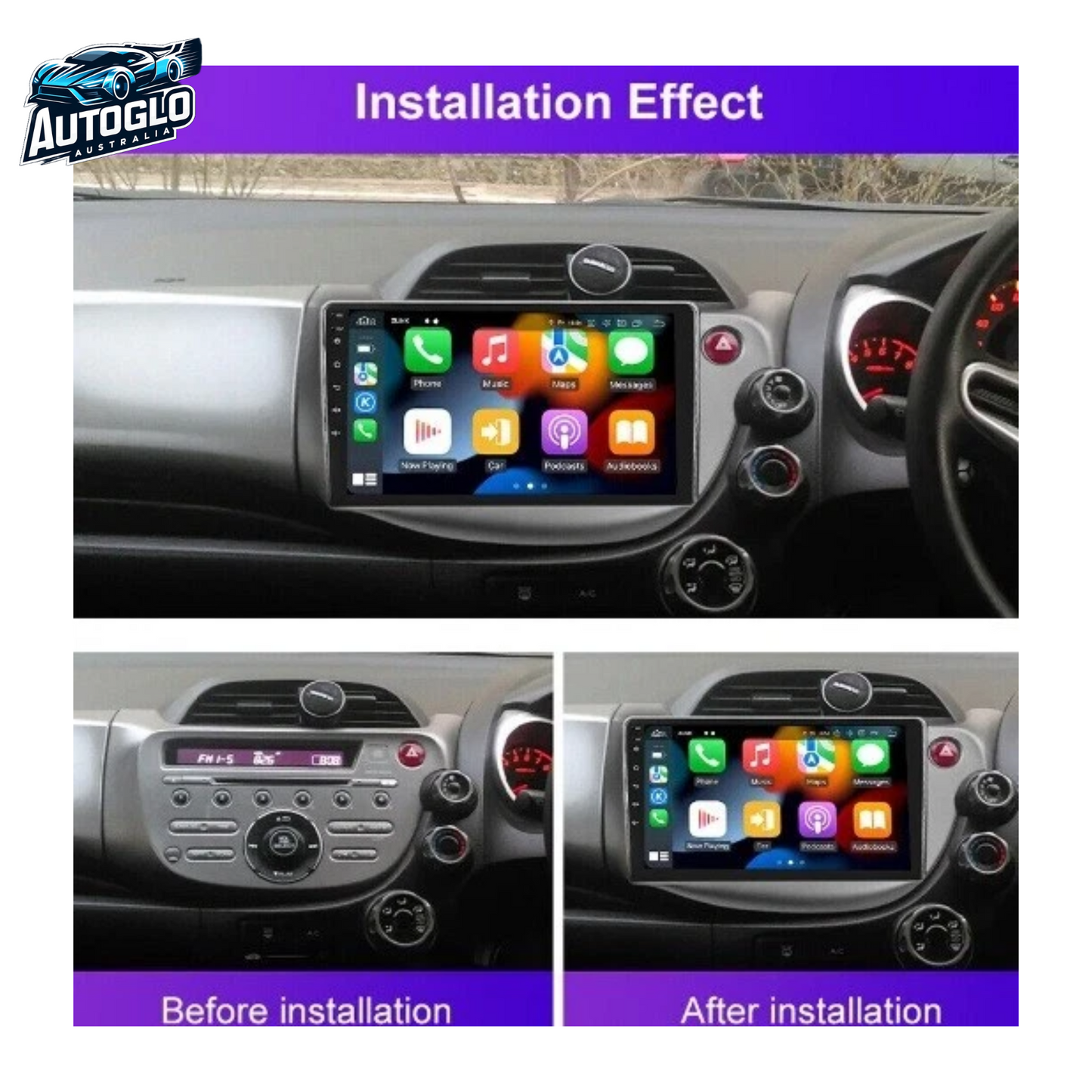 Autoglo Australia 9" 10.1" GPS WIRELESS BT WiFi CARPLAY ANDROID STEREO FOR HONDA JAZZ (2006-13)