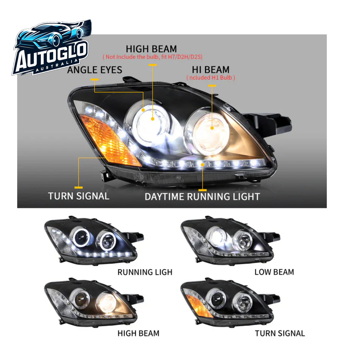 Vland Brand New Projector Headlights For 2007-2012 Toyota Yaris