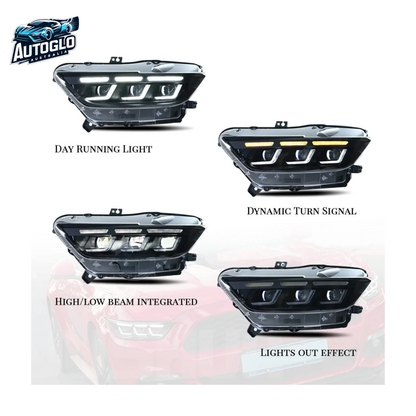 Autoglo Australia LED Headlights for 2015 - 2017 Ford Mustang with startup Animation