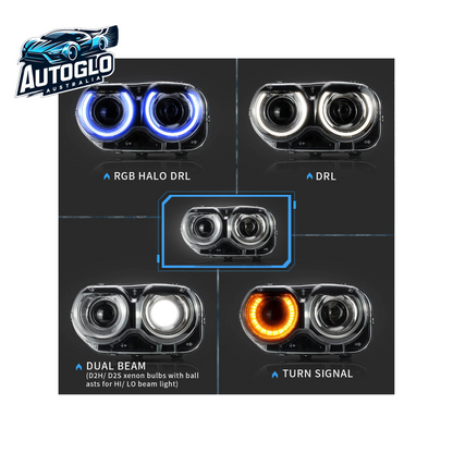 VLAND Dual Beam/RGB LED Headlights For Dodge Challenger 2015-2019