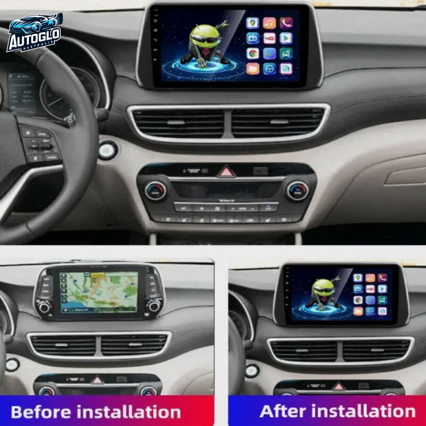 Autoglo Australia 9" (2G+32G) GPS BT WiFi CARPLAY ANDROID Stereo for HYUNDAI TUCSON (2018-20)