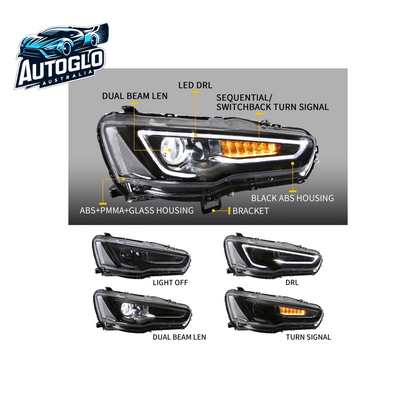 VLAND Dual Beam Projector Headlights for Mitsubishi Lancer EVO X 2008-2018