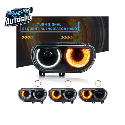 VLAND Dual Beam Projector Headlights For Dodge Challenger 2008-2014