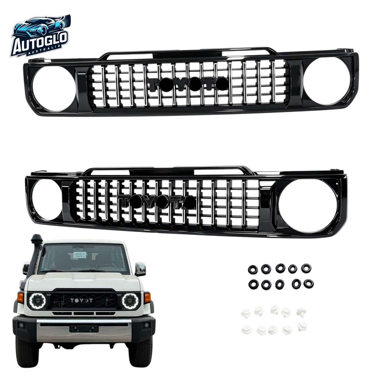 Autoglo Australia Toyota Land Cruiser LC76/LC79 2024–2026 Gloss Black ABS Grille