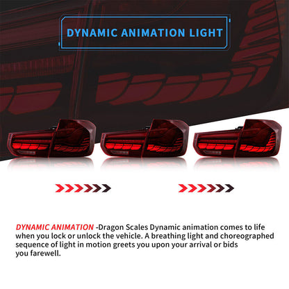 VLAND LED Red Lens Tail Lights For 2012-2018 BMW 3 Series F30 Start-up Animation Running Lamps
