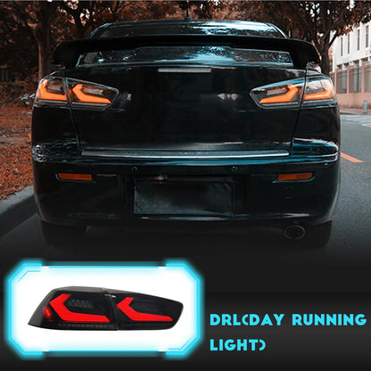LED Smoked Tail Lights for Mitsubishi Lancer 08-17 EVO X Start Up Animation Rear Lights V2