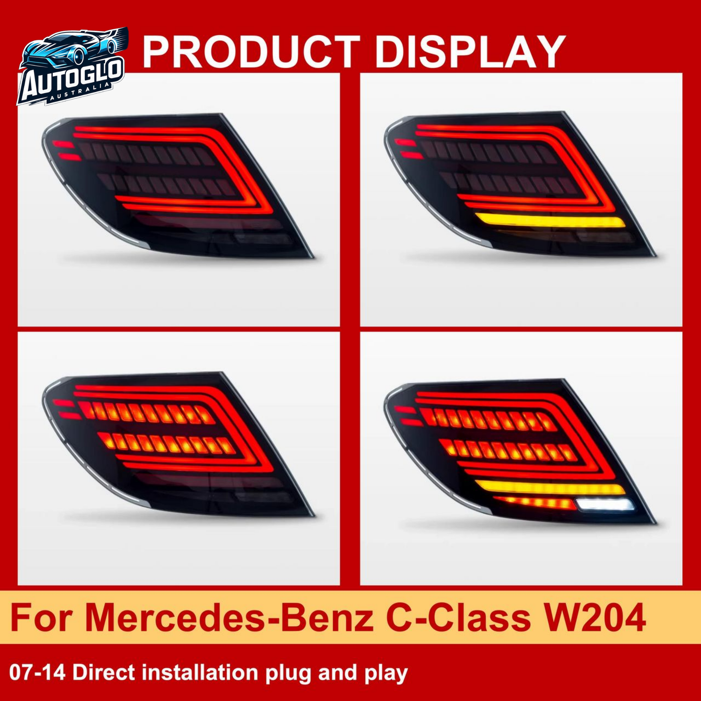 Autoglo Australia Mercedes-Benz C-Class W204 2007–2014 LED Tail Lights