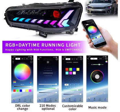 Autoglo Australia Full LED RGB Headlights For Mitsubishi Lancer Sedan 2008-2017 w/Demon Eyes DRL