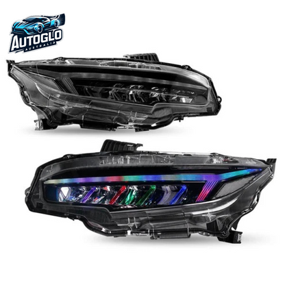 Autoglo Australia LED RGB Headlights For Honda Civic 10th Gen