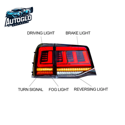 Autoglo Australia  Full LED Tail Lights For Toyota Land Cruiser 2010-2020 Black Clear Lens