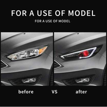 VLAND Red Demon Eyes LED Headlights for Ford Focus 2015-2018 Sequential Signals