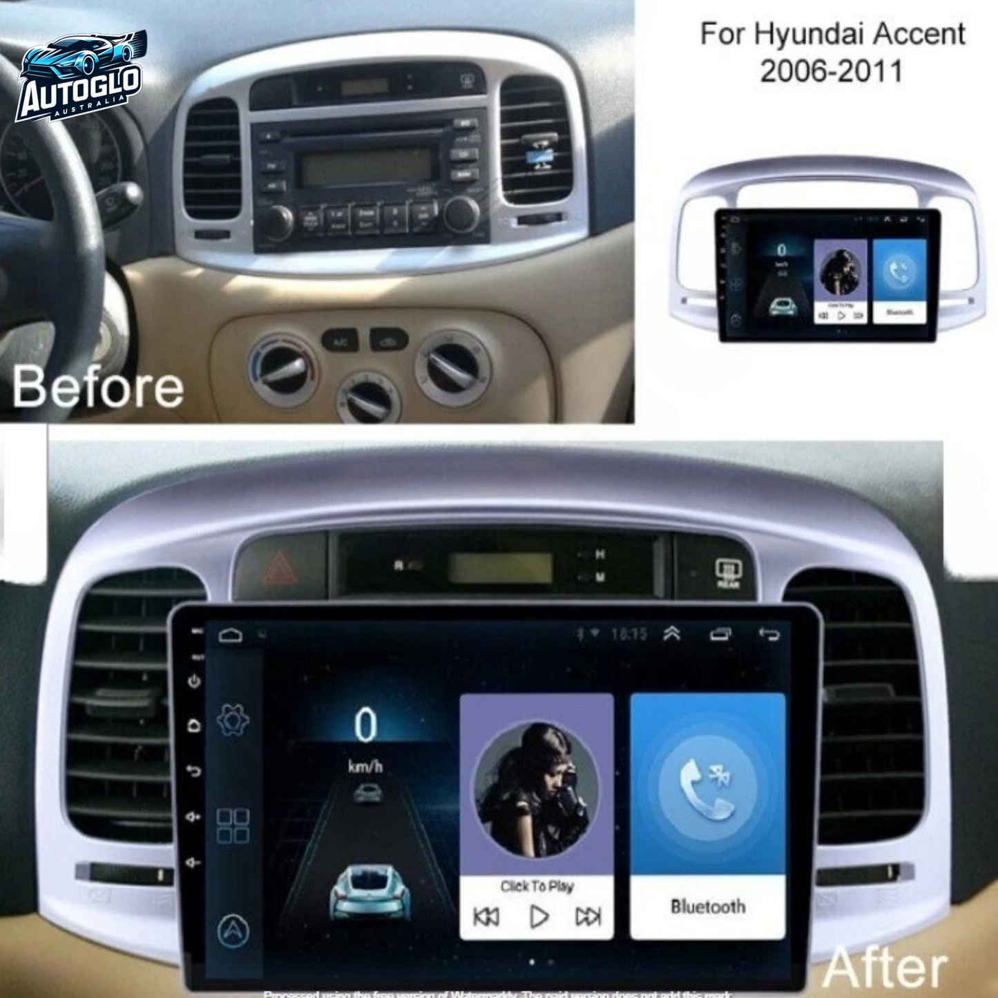 Autoglo Australia 9" (2G+32G) GPS BT WiFi CARPLAY ANDROID Stereo For HYUNDAI ACCENT (2006-11)