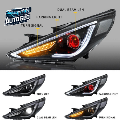 VLAND Dual Beam Sequential Headlights For Hyundai Sonata 2011-2014 ABS PMMA GLASS Material (Bulbs Not Included)