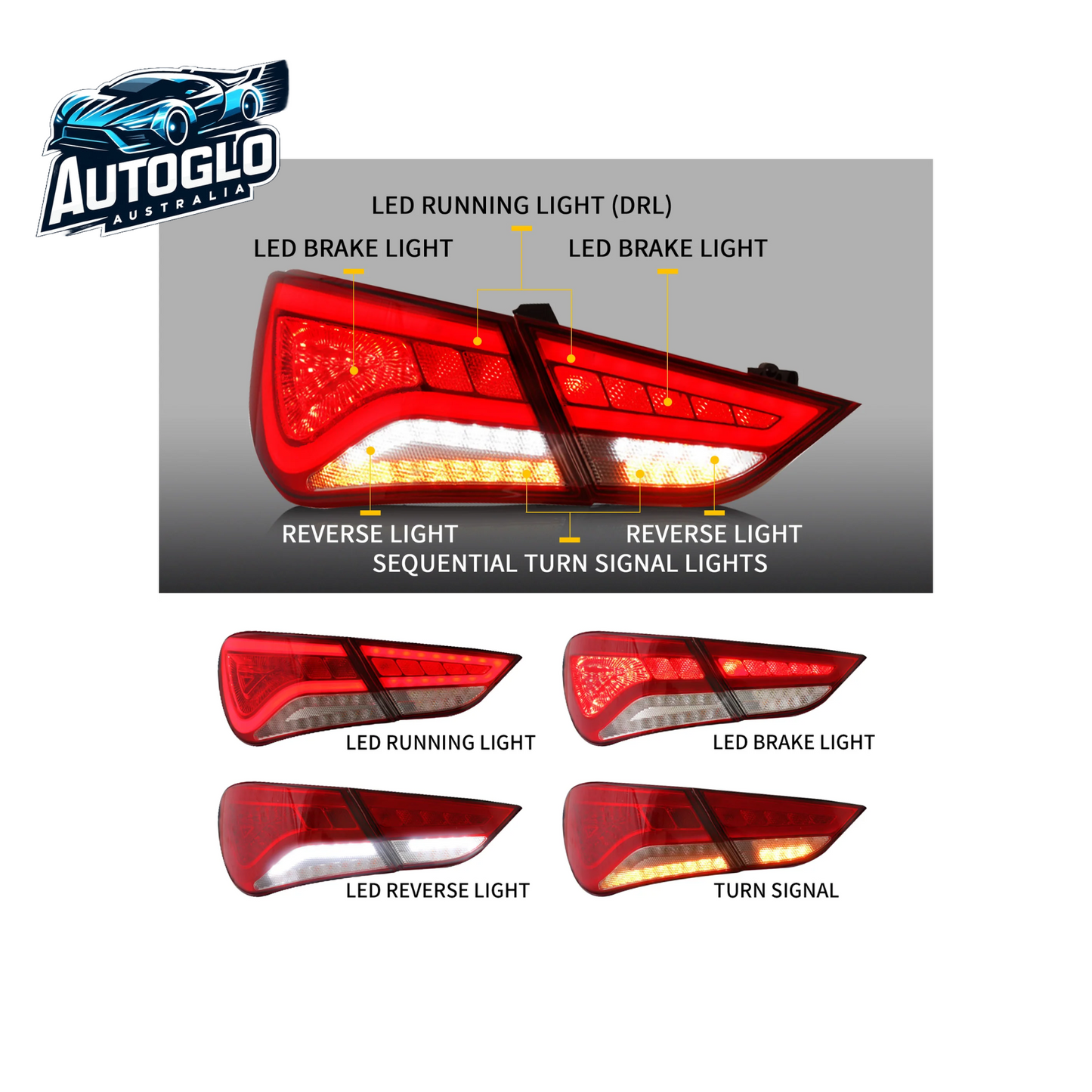 VLAND Full LED Tail Lights For Hyundai Sonata 6th Gen Sedan 2011-2014