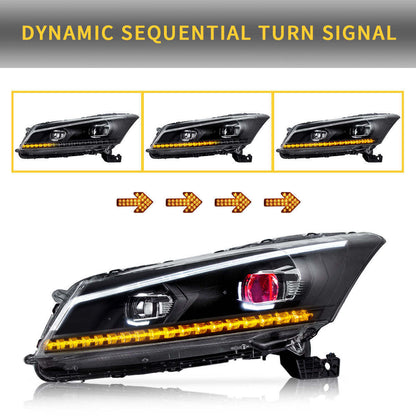 VLAND Demon Eyes LED Projector Headlights For 2008-2012 Honda Accord Sedan