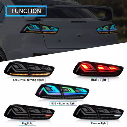 Autoglo Australia LED RGB Tail Lights for Mitsubishi Lancer 08-17 ES VRX EVO X Start Up Animation Rear Lights