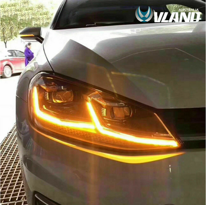 VLAND LED Projector Headlights For 2017-2020 Volkswagen VW MK7.5 Front Lamp 2Pcs