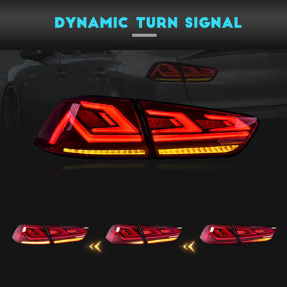 LED Red Lens Tail Lights for Mitsubishi Lancer 08-17 EVO X with Start Up Animation