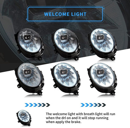 Vland 2Pcs LED Headlights For 2014-2018 BMW Mini Cooper F56 W/Sequential Signal