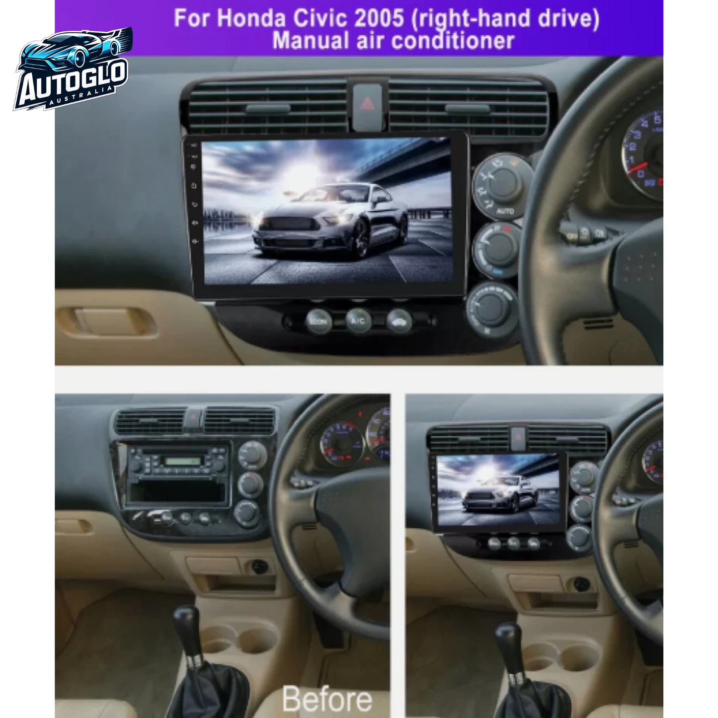 Autoglo Australia 9" (2GB+32G) Android Carplay BT GPS WiFi Stereo for HONDA CIVIC (2000-06)