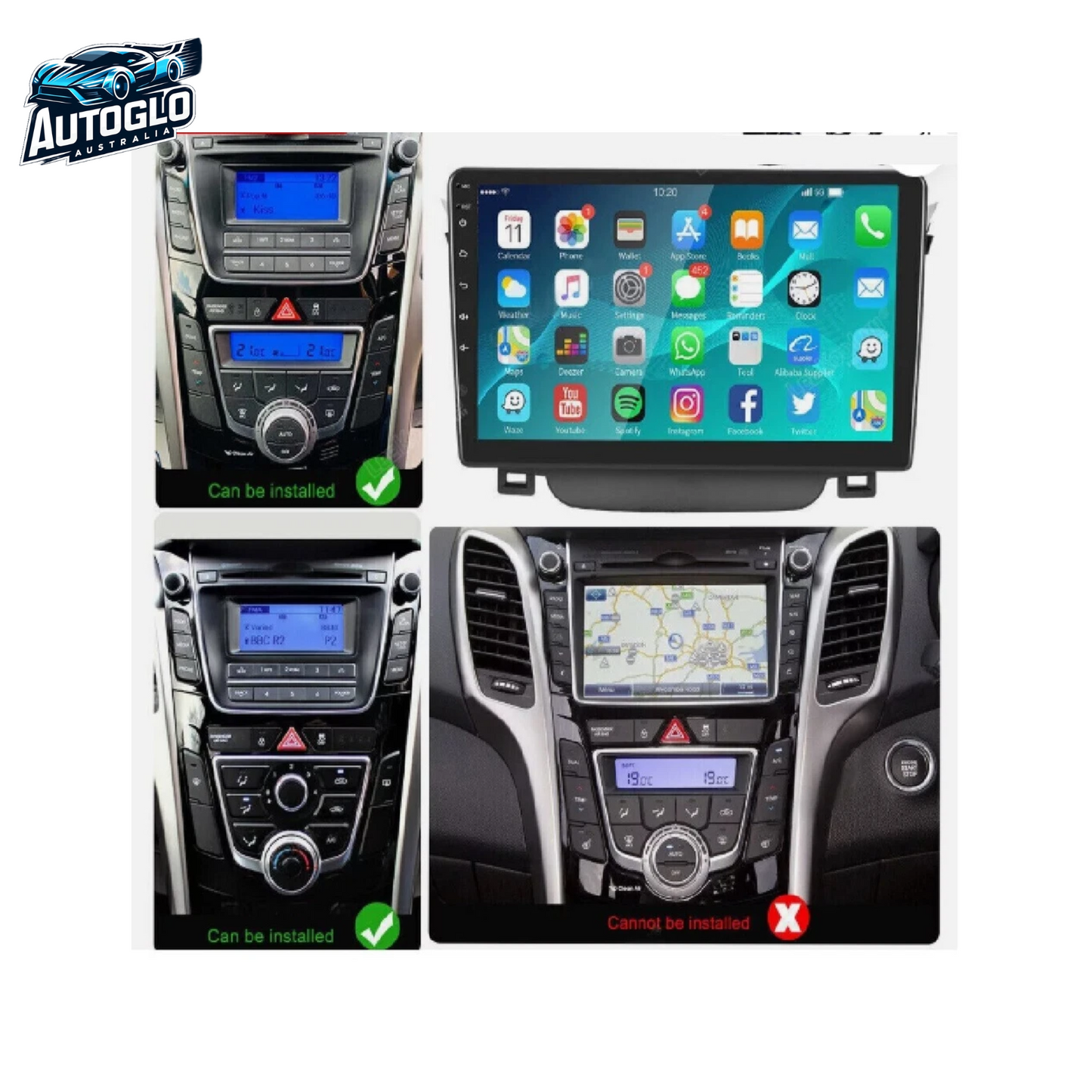 Autoglo Australia 9" Carplay Android GPS BT Stereo HD For Hyundai i30 GD (2012-2016) 2+32G