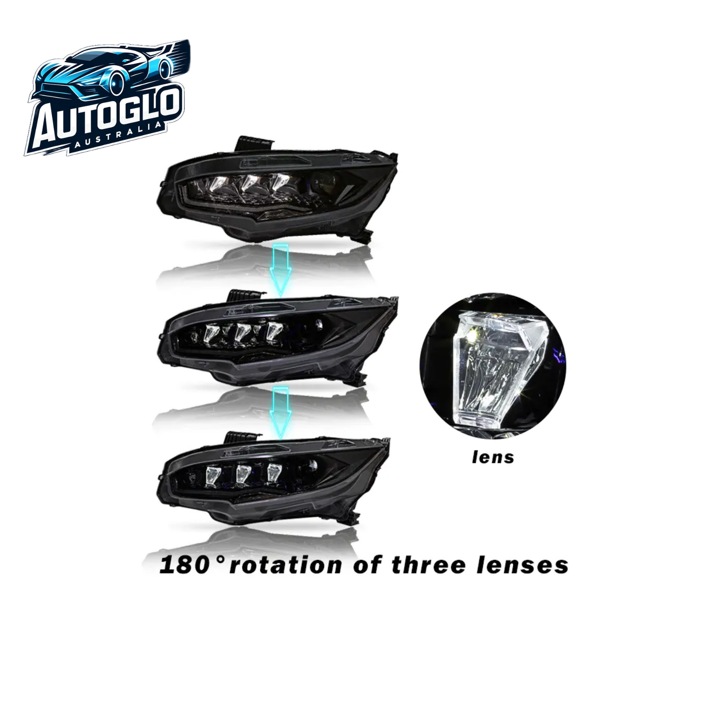 Autoglo Australia Headlamps For Honda Civic 10th 2016-2020 Car Led Rear Lamps
