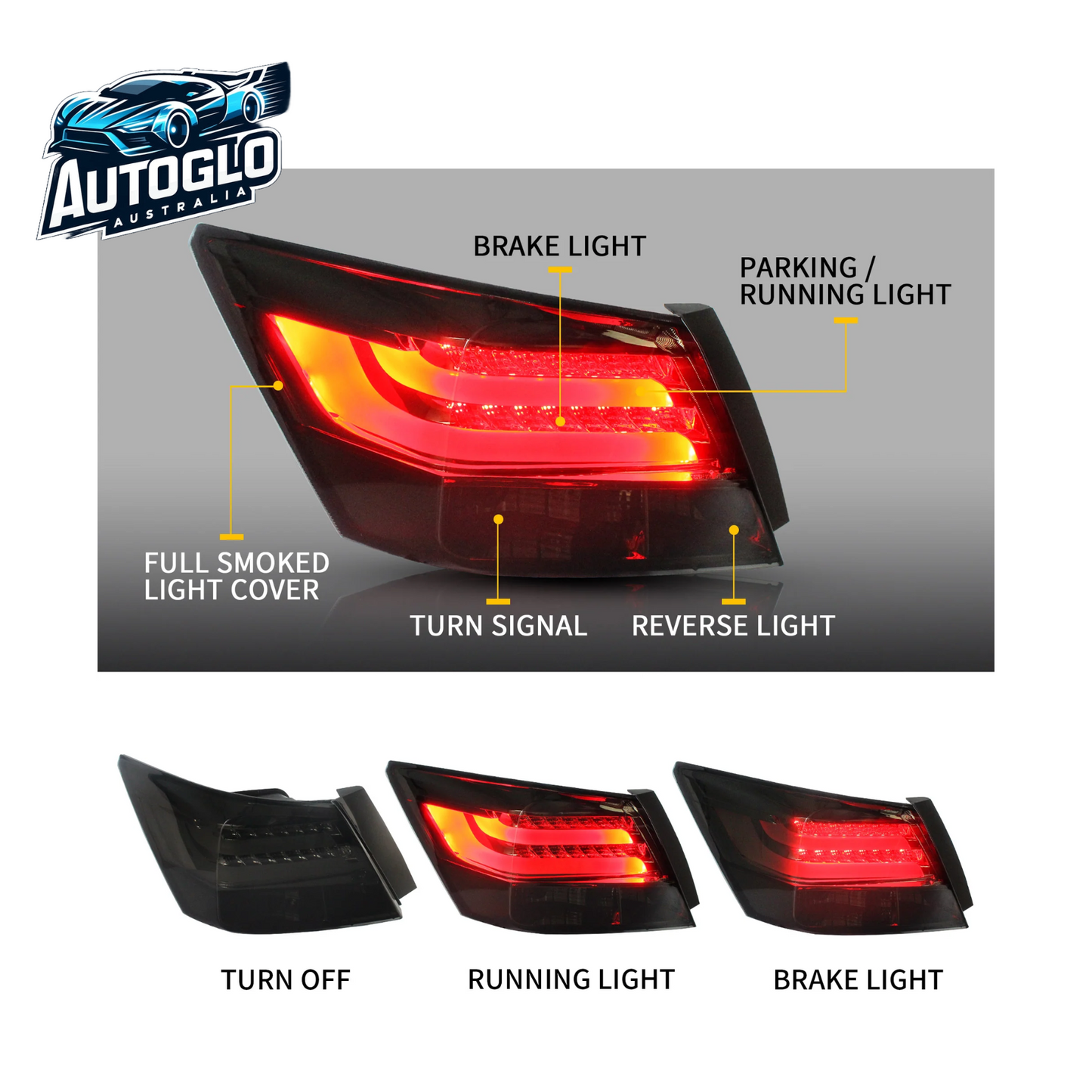 VLAND 2PCS LED Tail Lights For Honda Accord Inspire 8th Gen Sedan 2008-2013(Not For Coupe)