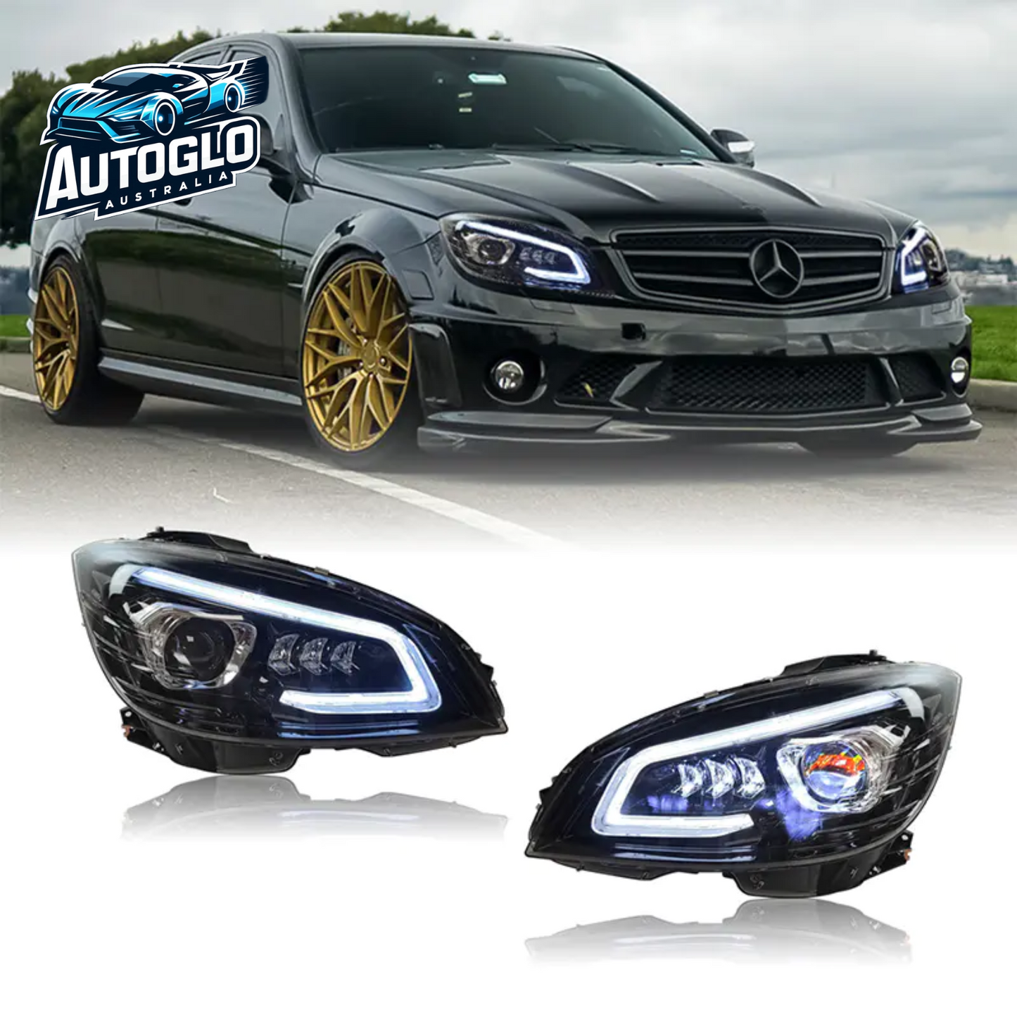 Autoglo Australia LED Headlights for 2007-2014 Mercedes Benz W204