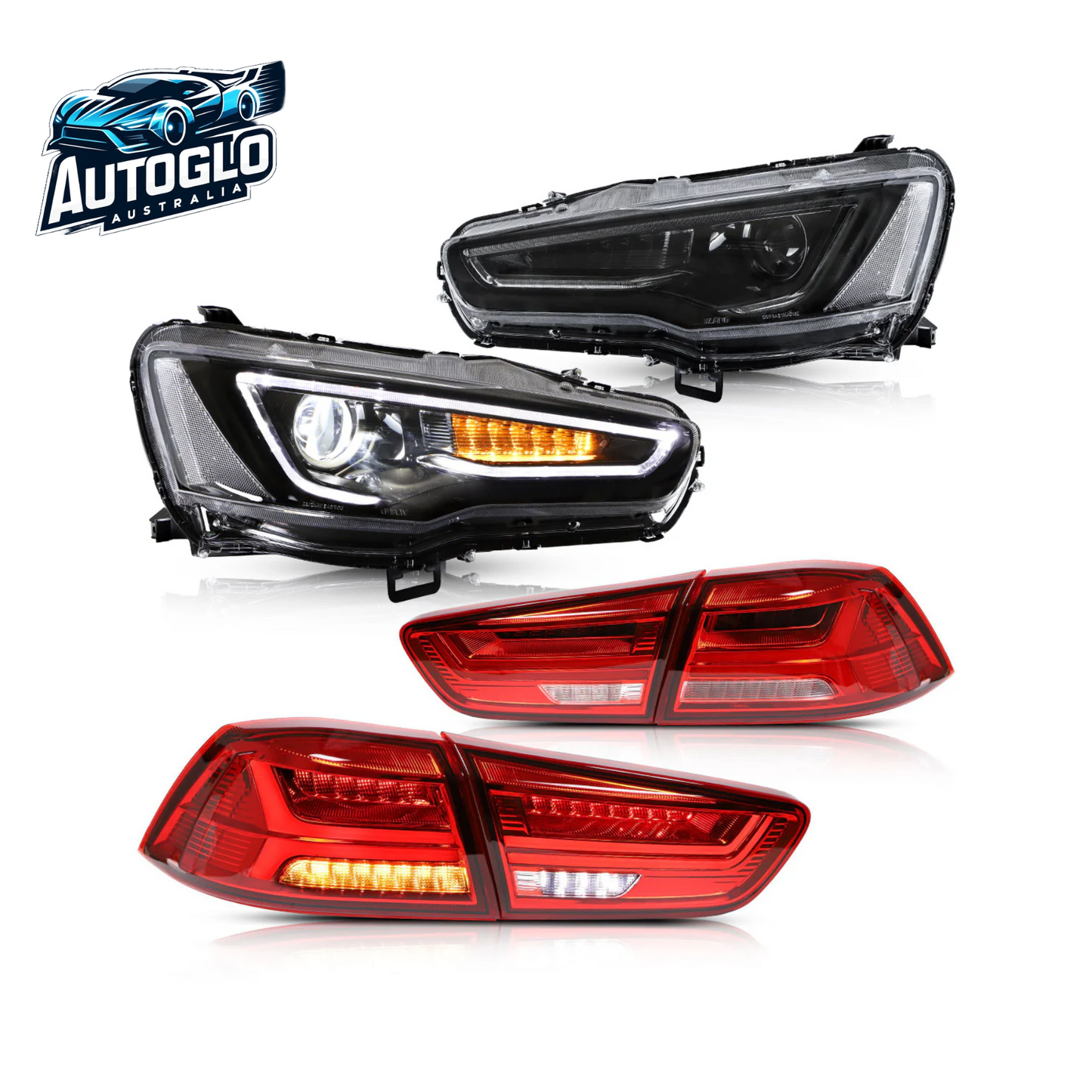 VLAND Dual Beam Projector Headlights and Taillights for Mitsubishi Lancer  2008-2018