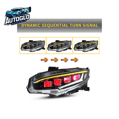 VLAND LED Projector Headlights For 10th Gen Honda Civic Sedan / Coupe / Hatchback / Type R 2016-2020 With Start-up Animation